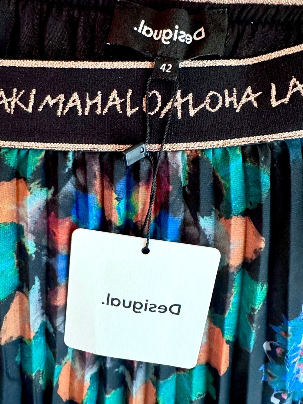 Desigual NWT Pleated Maxi Skirt Mandala Print Boho Festival Artwear IT Size 42 - Picture 6 of 14